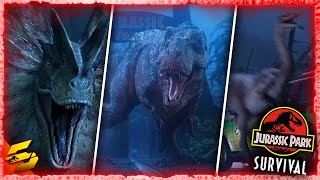 ALL 13 CONFIRMED amp POSSIBLE SPECIES OF DINOSAURS IN JURASSIC PARK SURVIVAL [upl. by Minda754]