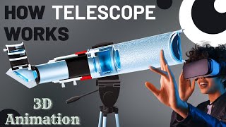 How Telescope Works  3D animation telescope science how physics 3d explore universe [upl. by Aynekal]