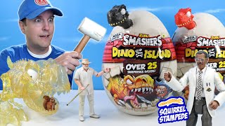 SMASHERS Dinosaur Pirate Island MEGA Egg Review T Rex amp Spinosaurus Buildable Figures [upl. by Threlkeld237]