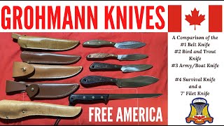 Grohmann Knives Comparison 1 2 3 4 and 7quot Filet Knife [upl. by Acyre570]