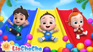 The Slide Song  Playground Song  Slip and Slide Down  Kids Songs amp Nursery Rhymes  LiaChaCha [upl. by Oicatsana]