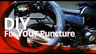 HOW TO FIX A MOTORCYCLE TUBE PUNCTURE BY YOURSELF [upl. by Lahpos74]