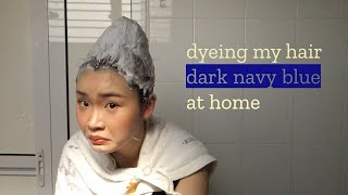 Dyeing my hair at home for the first time using Liese’s Dark Navy Creamy Bubble Color [upl. by Lancaster]