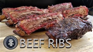 Beef Ribs  CharGriller Smokin Champ Offset Smoker [upl. by Azil]