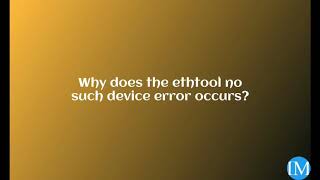 How to fix ethtool “no such device” error [upl. by Eniortna]