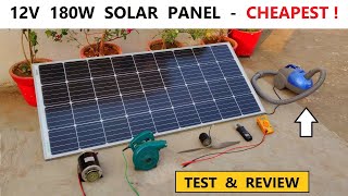 12V 180W Solar Panel  Monocrystalline   Full Test amp Review with DC Motor [upl. by Ayanal]