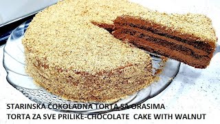 STARINSKA ČOKOLADNA TORTA SA ORASIMATORTA ZA SVE PRILIKE CHOCOLATE CAKE WITH WALNUTS [upl. by Kristan]