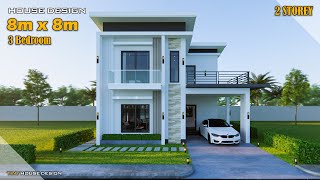 Small House Design  8m x 8m  2 Storey with 3 Bedroom [upl. by Turnbull]