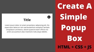 How to Create Simple Popup Box  Modal using HTML CSS amp JavaScript [upl. by Riker]