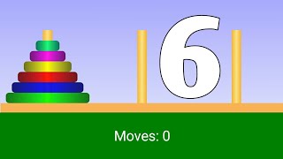 Tower of Hanoi Six Rings Solution 6 [upl. by Oniliuqnart]