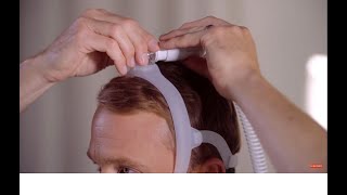 How to wear and adjust the Philips DreamWear mask with under the nose nasal and gel pillows cushions [upl. by Orihakat]