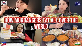 how mukbangers eat around the WORLD [upl. by Aryt505]