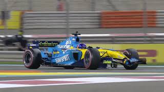 Alonso driving Renault R25 in Abu Dhabi 2020  V10 Sound   some reactions Hamilton Verstappen [upl. by Nate]