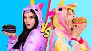 Good Unicorn Food vs Bad Unicorn Food Challenge  11 Rainbow Unicorn Recipes [upl. by Aniretac]