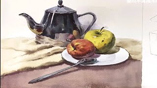 Teacher paints a stilllife with watercolor [upl. by Anastatius537]