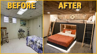 BEDROOM MAKEOVER Start to Finish  DIY Lake House BUNK ROOM [upl. by Donohue487]