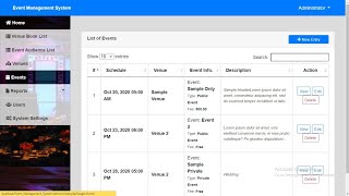 Event Management System in PHP MySQL with Source Code [upl. by Rediah]