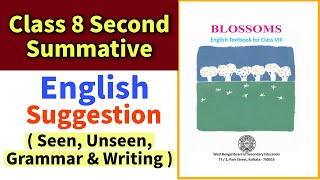 Class 8 Second Summative English Suggestion 2024  Class 8 English Syllabus [upl. by Enaxor]