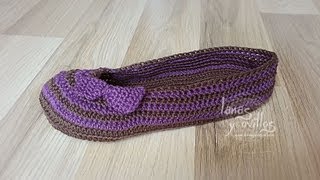 Tutorial Sandalias Crochet o Ganchillo Mary Jane Slippers 1 de 2 English subtitles [upl. by Maloney]