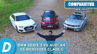 BMW Serie 3 vs Audi A4 vs Mercedes Clase C ¿cuál es la mejor berlina premium  Diariomotor [upl. by Nylkcaj715]