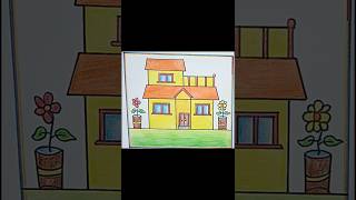 House Drawing  How to Draw a Simple House Step By Step Very Easy  House Scenery Drawing [upl. by Dudley]