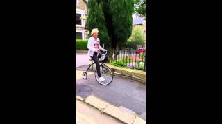 Alis first go on a modern Penny Farthing bicycle  July 2015 [upl. by Emma191]