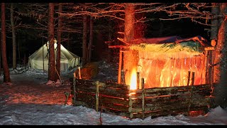 Winter Camping For 5 Days in a Hot Tent and Super Shelter [upl. by Camilia949]