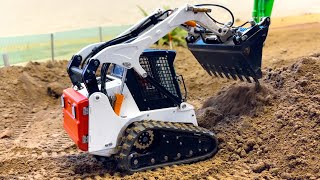 Mega RC Trucks SclaeART RC Excavator Fumotec RC Bobcat Lesu at work [upl. by Ahsekyw]