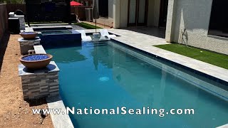 Sealing Travertine Marble Decks Gilbert AZ  Non Slip Application [upl. by Anom]