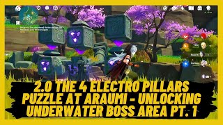 Genshin Impact 20  The 4 Electro Pillars Puzzle at Araumi  Unlocking New Boss Area part 1 [upl. by Jenks]