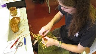 Twining Cedar 9 of 15 Weaving a Twined Bottom [upl. by Ettie]