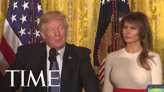 President Trump Adopted Spanish Accent To Say Puerto Rico During Hispanic Heritage Event  TIME [upl. by Kerrison]