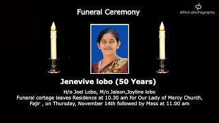 Funeral Ceremony Of Jenevive Lobo 50 Years Our Lady of Mercy Church Fajir [upl. by Adiari]