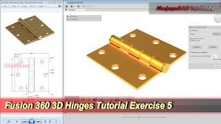 Fusion 360 3D Sketch Hinges  Tutorial Beginner  Exercise 5 [upl. by Rieth]