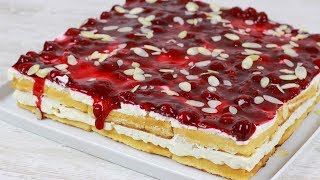 Waffeltorte mit Kirschgrütze ohne Backen I Nur 10 MInuten Zubereitung und 7 Zutaten [upl. by Wyck]