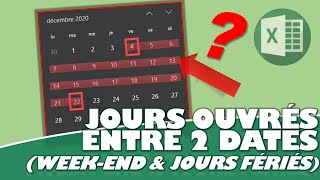 COMMENT CALCULER DES JOURS OUVRÉS ENTRE DEUX DATES SUR EXCEL [upl. by Va]