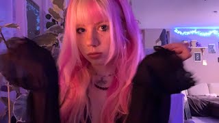 witch tries to do ASMR 🕷💜 fabric scratching jewelry tapping [upl. by Llerrud]