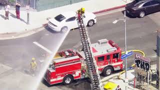 LAFD battles massive fire in DTLA [upl. by Anirdna]