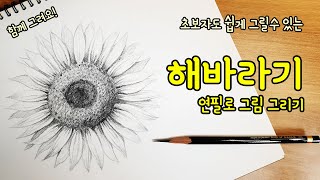 가볼쌤 초보자도 쉽게 그릴 수 있는 연필로 해바라기 그림 그리기 소묘꽃 그림기초 드로잉초보 [upl. by Roselle]