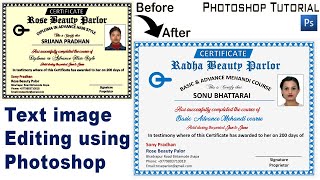 Photoshop Tutorial  Text image Editing using Photoshop  How to edit text from JPEG Scan file [upl. by Burrill]