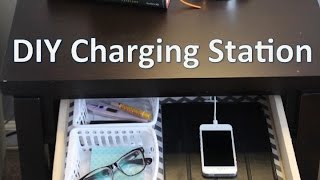 Nightstand Organization  EASY DIY Charging Station [upl. by Adyan]