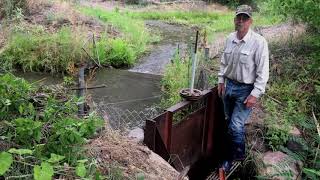 DIY Irrigation Ditch Acequia SelfAdjusting Dump Sluice Gate for Managing Water Levels [upl. by Bond]