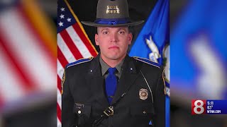 Funeral services set for Connecticut state trooper killed in hitandrun crash in Southington [upl. by Melvena]