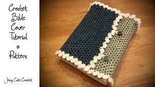 Crochet Bible Cover Tutorial amp Pattern  Wave Edging [upl. by Neerihs]