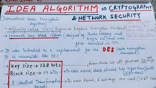 IDEA ALGORITHM in Cryptography and Network Security  Information Security [upl. by Olrak70]