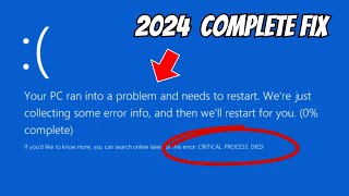 How To Fix quotCritical Process Died Error quot on Windows 1011✅ BLUE Screen Error 2024 [upl. by Arinayed944]