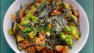 SALMON POKE BOWL RECIPE [upl. by Anilejna]