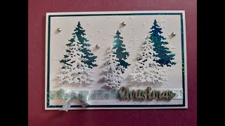 Tuto scrap  Carte Noël  Les sapins en relief 😀 Rapide et facile [upl. by Fenn]