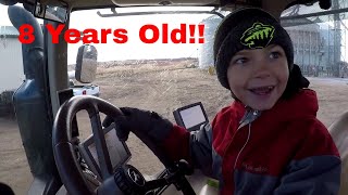 Little Farm Kid Drives Big John Deere Tractor [upl. by Wait]