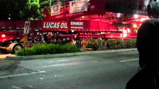 Huge Tractor trailer moves boulder across Wilshire Blvd [upl. by Tenney]